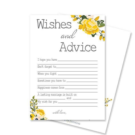 Wedding - Printable Bridal Shower Advice Card 