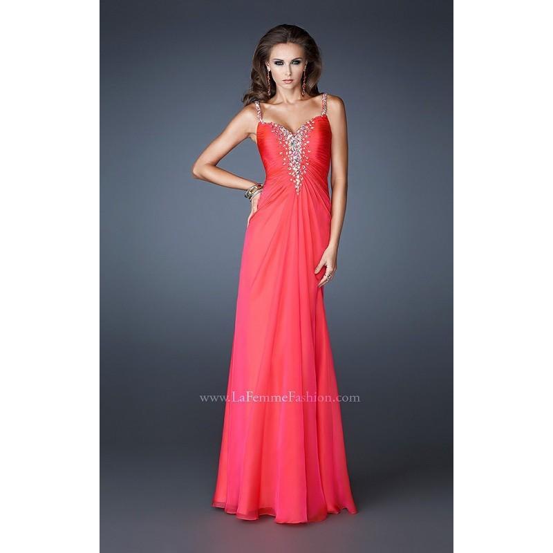 Hochzeit - Peach La Femme 18726 - Chiffon Open Back Dress - Customize Your Prom Dress