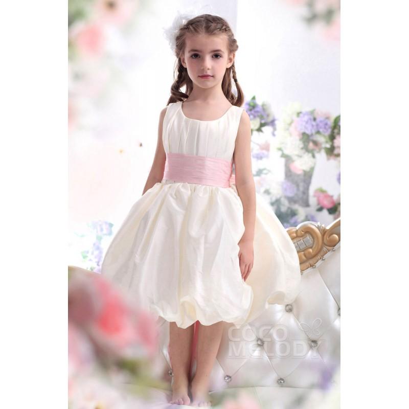 Wedding - Pretty Ball Gown Tank Top Tea Length Taffeta Ivory Flower Girl Dress CKZK13004 - Top Designer Wedding Online-Shop