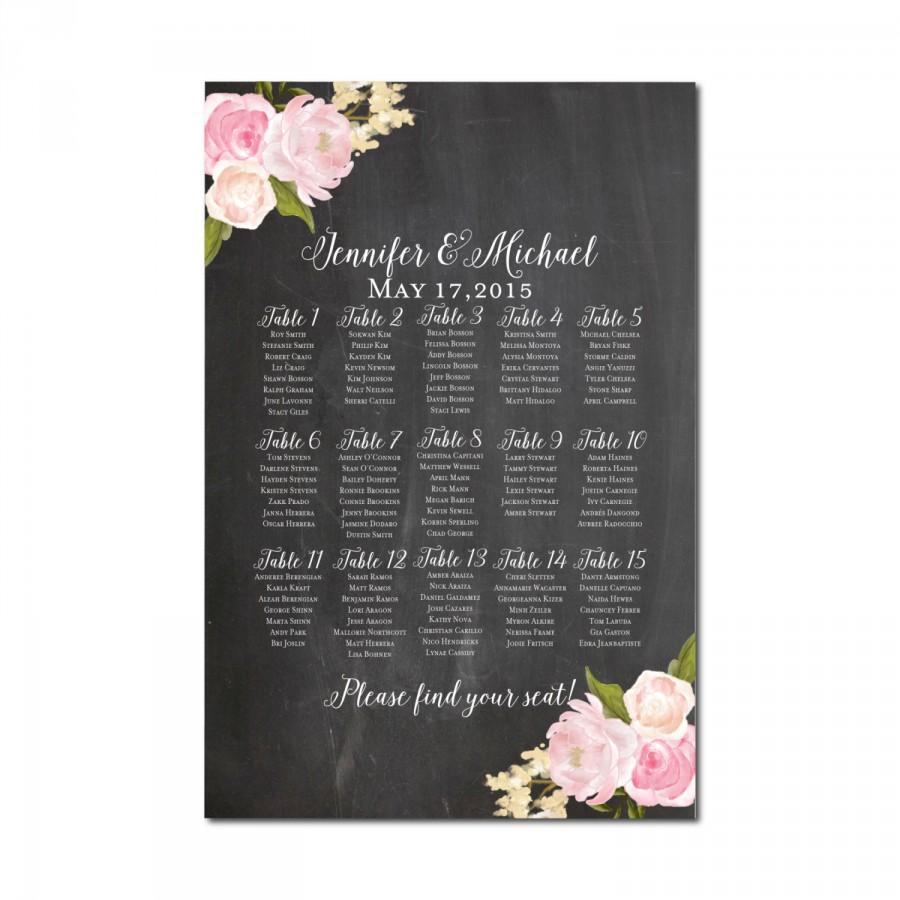 Wedding - Wedding Seating Chart, Chalkboard Wedding, Floral Wedding, Printable Seating Chart, Seating Plan, Table Chart, Printable Seating Sign #CL108