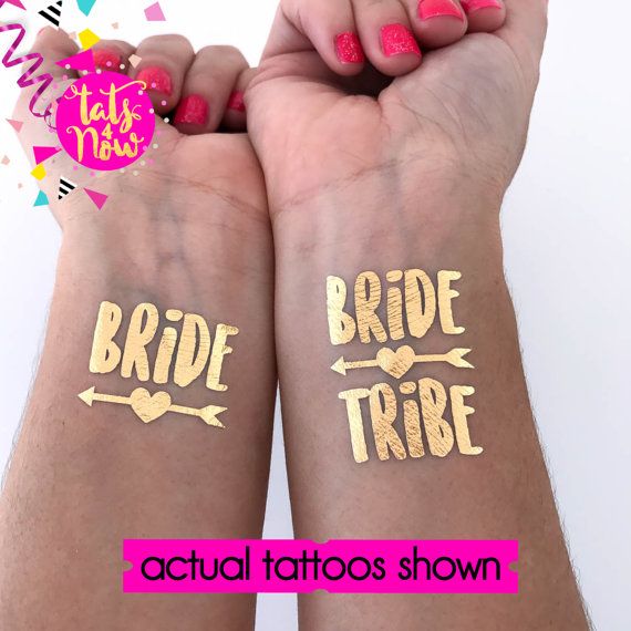 Hochzeit - Bachelorette Tattoo // Bride Tribe Tattoo // Bachelorette Favors - Temporary Tattoos - Metallic Tattoos, Bachelorette Party Tattoos, Gold