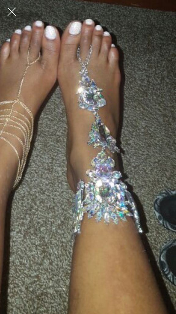 Mariage - Glamorous Jeweled Barefoot Sandals