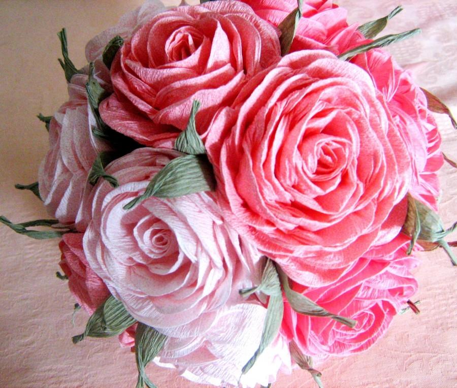 Hochzeit - Blush Pink coral peach Crepe Paper kissing ball Flowers bool Wedding decor baby shower Table Flower Girl Pomander kissing ball CENTERPIECE