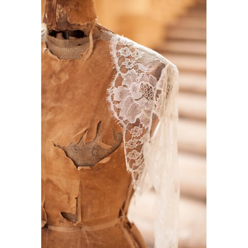 زفاف - Roseline Bridal French Lace Sheer Tulle Bolero Cover Up Shrug In Ivory - style 210 - Hand-made Beautiful Dresses