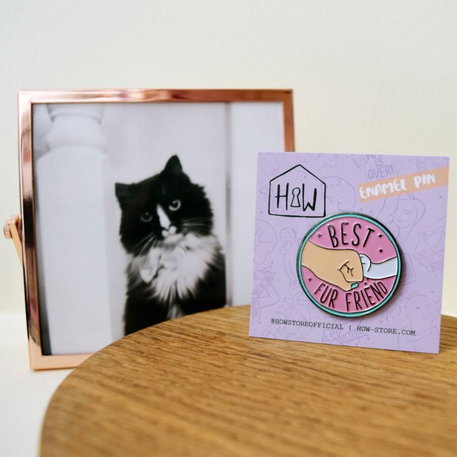 زفاف - 30mm BFF Enamel Pin Badge: cute illustrated brooch button, hat pin or lapel pin. For you, cat/animal lover, or crazy cat lady!