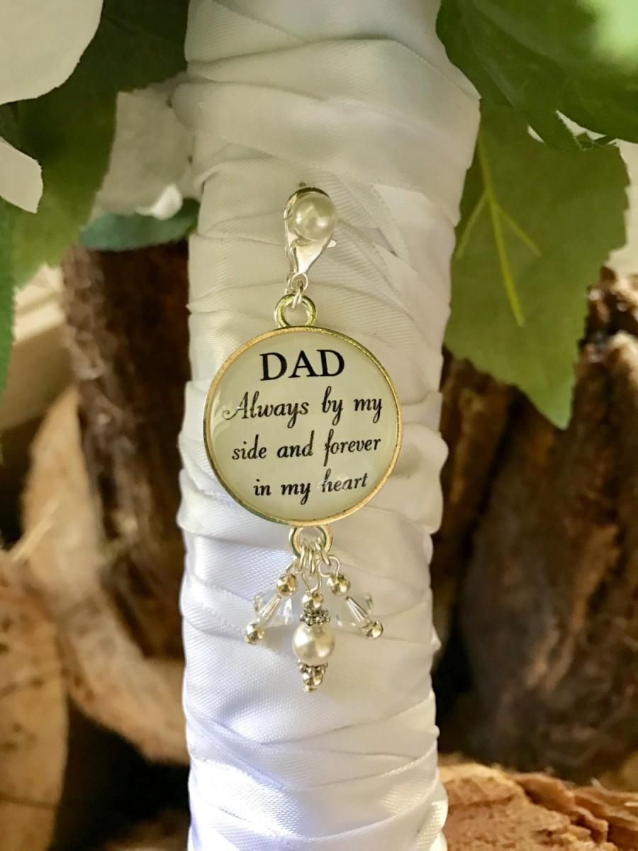 Mariage - Father Of Bride Bouquet Charm - Wedding Bouquet Photo Pendant - In Memory Of Dad - Custom Bridal Gift - Bridal Accessories - Bouquet Jewelry