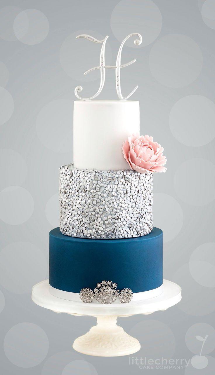 Wedding - Navy And Silver Cake
