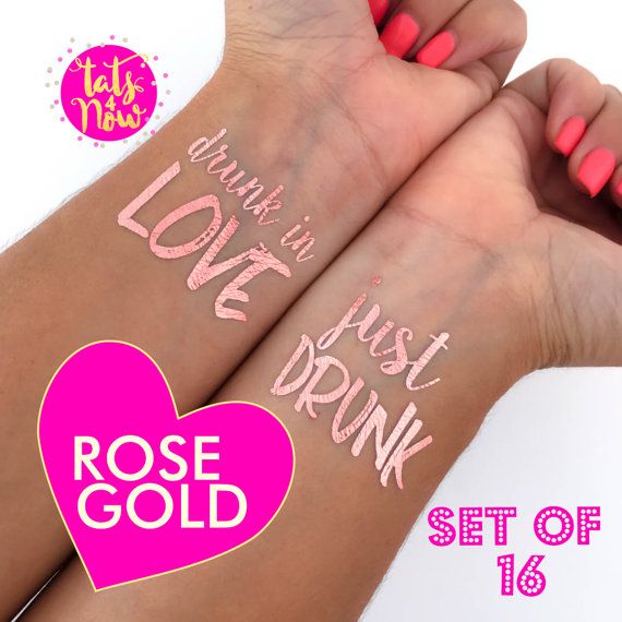 Mariage - Drunk In Love, Bachelorette Party, Bachelorette Party Favors, ROSE GOLD, Party Tattoo, Temporary Tattoo, Hen Party, Bachelorette Tattoo