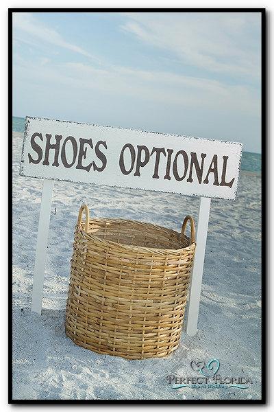Hochzeit - SHOES OPTIONAL - Beach Wedding Signs - INCLUDES 2 tall stakes 32 x 8 1/2