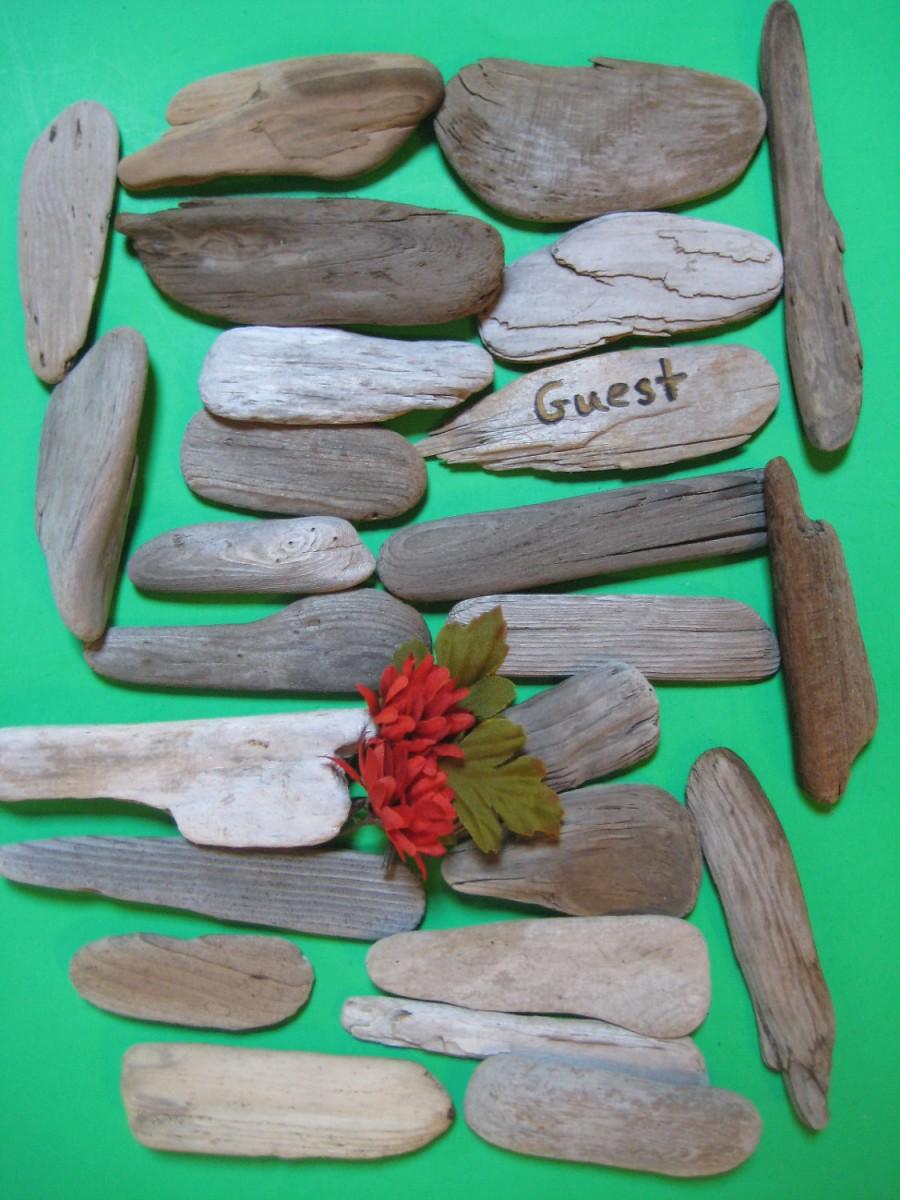 Wedding - Flattish Driftwood Pieces, Drift Wood Name Cards, Craft Supplies, Sailboats, Escort Cards, Beach Wedding  Decor