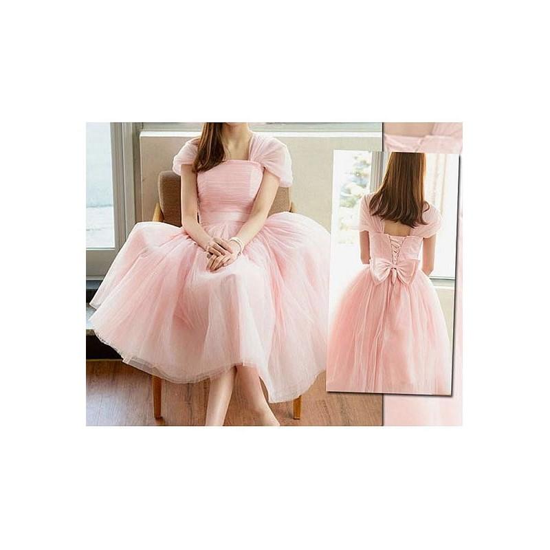 زفاف - Elegant Tulle & Satin Square Neckline A-Line Homecoming Dresses - overpinks.com