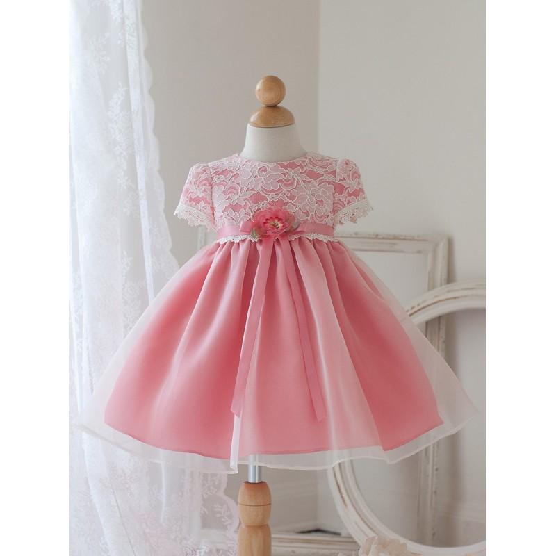 زفاف - Coral Cap Sleeve Dress w/ Lace Bodice Style: DB810 - Charming Wedding Party Dresses