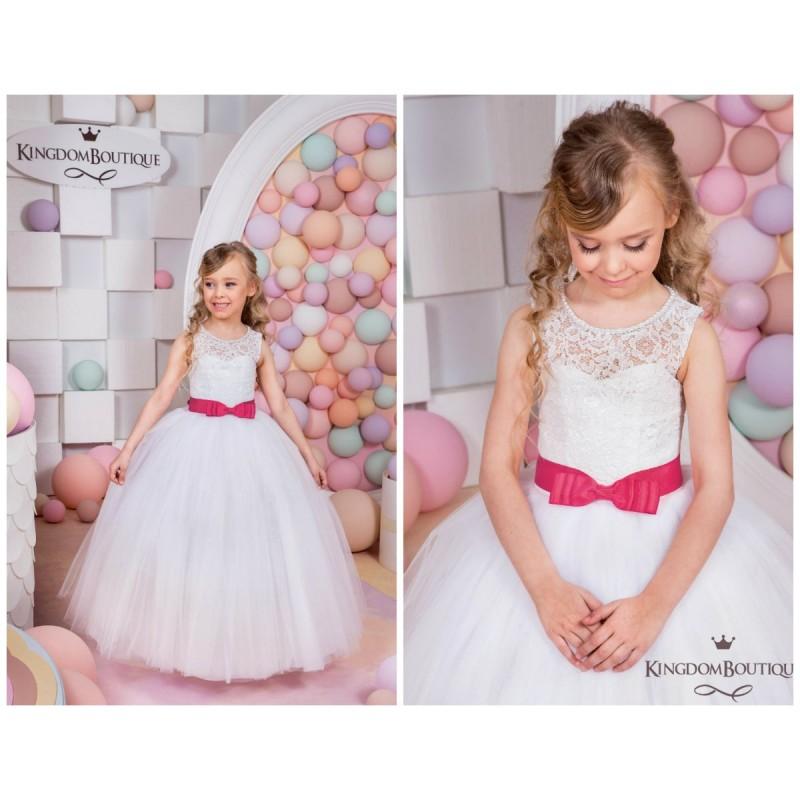 Свадьба - Lace White Flower Girl Dress -  Holiday Wedding Birthday Party  Bridesmaid Lace White Tulle Flower Girl Dress 15-018 - Hand-made Beautiful Dresses