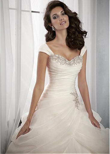 زفاف - [189.99] Glamorous Organza Satin Sweetheart Neckline Dropped Waistline Ball Gown Wedding Dress  - Dressilyme.com