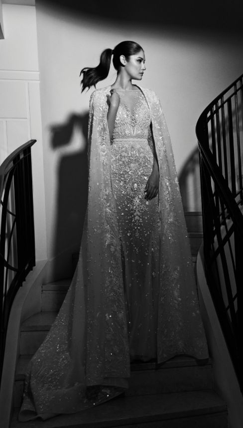 Mariage - Jewel Embellished Cape Wedding Dress