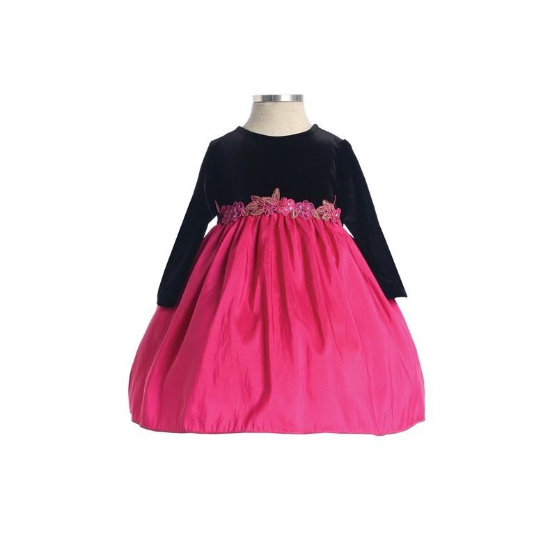 Mariage - Fuchsia Stretch Velvet Long Sleeve w/Taffeta Skirt Style: D3760 - Charming Wedding Party Dresses