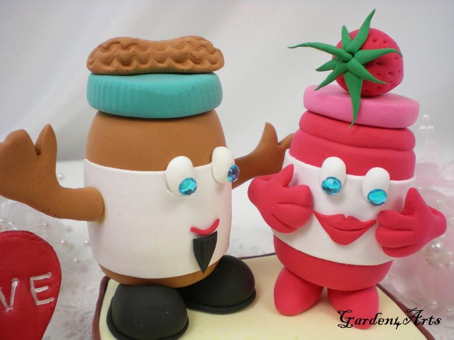 زفاف - Custom Wedding Cake Topper--Peanut Butter and Jelly Love with Toast Base