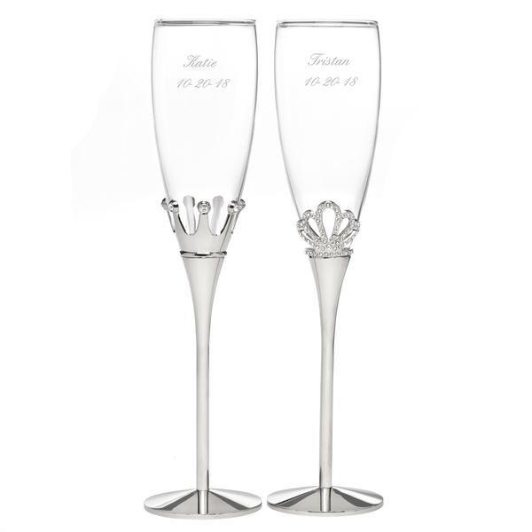 Wedding - King And Queen Rhinestone Flute Glass Set