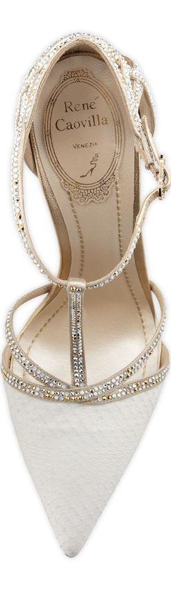 Mariage - Bejeweled T-Strap DOrsay Pump, White