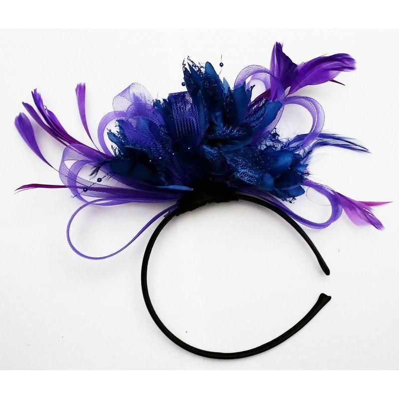 Свадьба - Cadbury Purple & Royal Blue Feathers Fascinator Headband