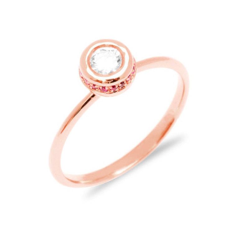 Hochzeit - Rose Gold Diamond Ring Rose Gold Engagement Ring 14k Celtic Diamond Ring Engagement Set Vintage Diamond Ring