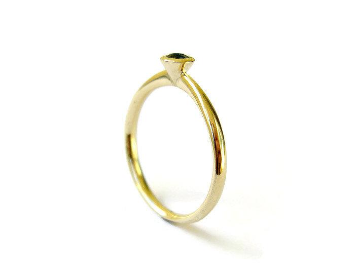 Wedding - Sapphire Engagement Ring, 14k Solid Gold Ring, Dainty Engagement Ring, Bezel, Sapphire Gold Ring, Minimalist, Blue Stone, Sapphire Jewelry