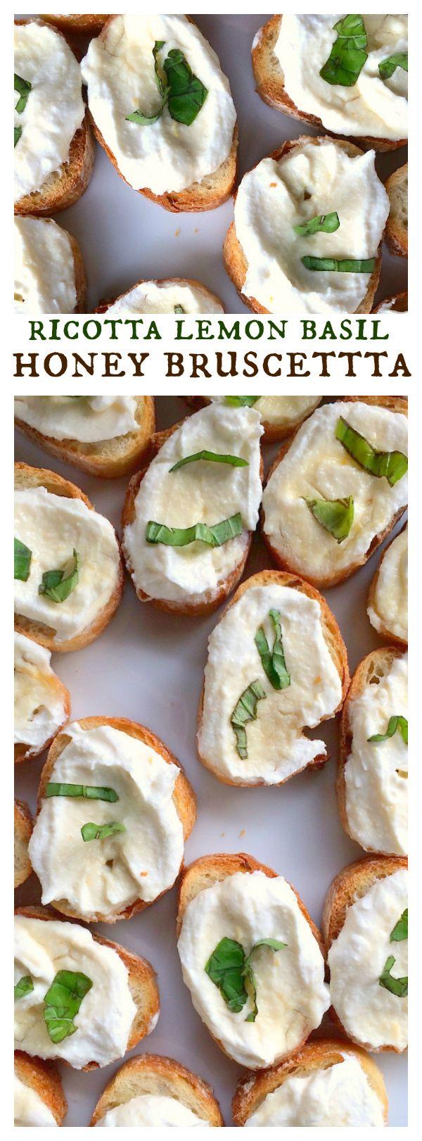 زفاف - Ricotta Lemon Basil Honey Bruschetta