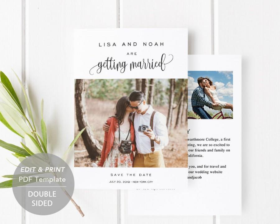 Wedding - Printable Save-the-Date Template, Save the Date Invitation, DIY Wedding Engagement Invite Card, PDF Instant Download, Photo Card, #SPP013sdp