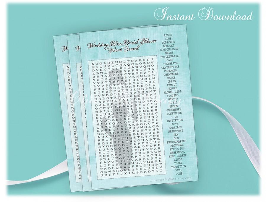 Свадьба - DIY Printable Breakfast At Tiffany's Bridal Shower Word Search Game-Instant Download - Printable