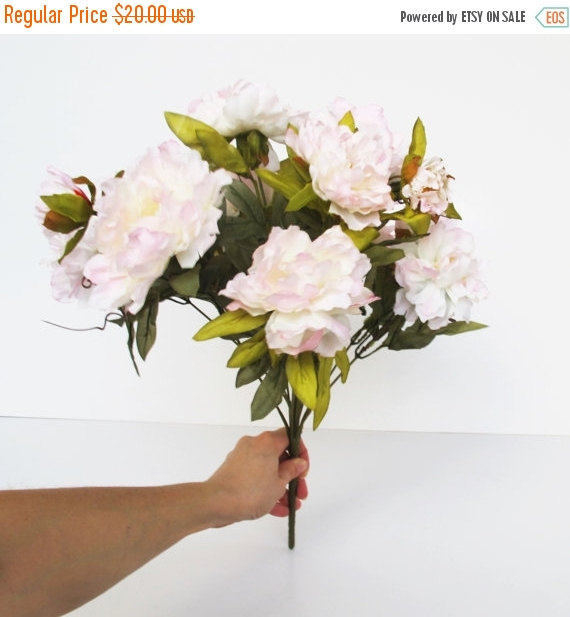 Wedding - ON SALE Luxury 12 Silk Peonies Bouquet Flowers Soft Pink Peony Flowers Peony Buds DIY Wedding Artificial Bouquet Flower For Wedding Events C
