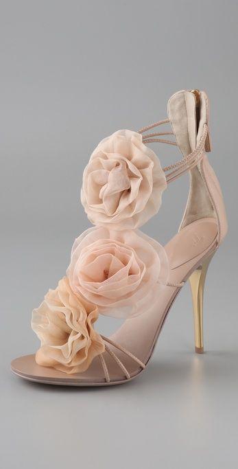 زفاف - Chiffon Rosette Sandals