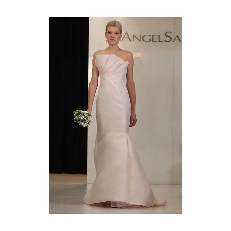 Wedding - Angel Sanchez - Fall 2012 - Strapless Pink Silk Mermaid Wedding Dress with a Ruffle Neckline - Stunning Cheap Wedding Dresses