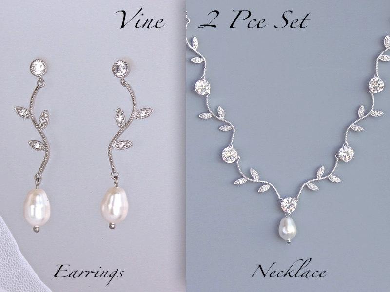 Hochzeit - Vine Jewelry Set, Crystal Bridal Set, Wedding Jewelry Set, Necklace & Earrings Set, VINE