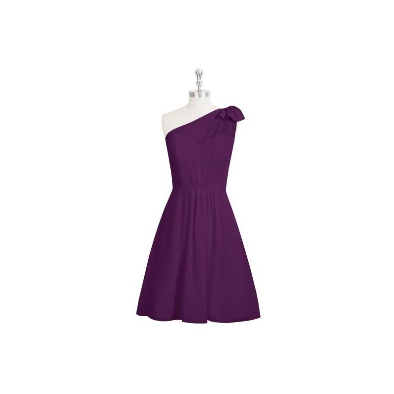 زفاف - Grape Azazie Monserrat - Knee Length Chiffon One Shoulder Illusion Dress - Cheap Gorgeous Bridesmaids Store