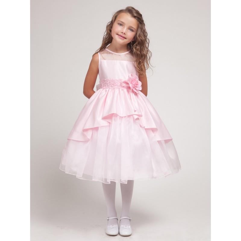 Свадьба - Pink Satin & Organza Layered  Dress w/Satin Bodice Style: D1214 - Charming Wedding Party Dresses