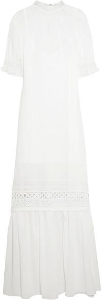 Mariage - McQ Alexander McQueen - Guipure Lace-trimmed Gauze Maxi Dress - Ivory