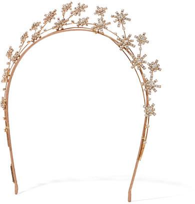 Mariage - Jennifer Behr - Starlight Gold-plated Swarovski Crystal Headband - Rose gold