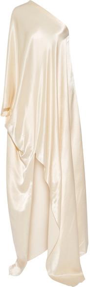 Mariage - Rosetta Getty - One-shoulder Washed-satin Gown - Cream
