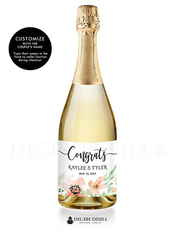 Hochzeit - Congrats Newlyweds CHAMPAGNE LABEL Engagement Gift For Couples Engagement Party Champagne Bottle Personalized Champagne Labels - Kaylee