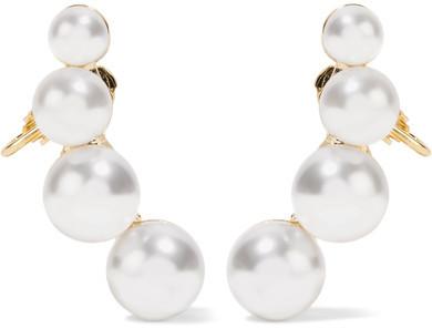Свадьба - Kenneth Jay Lane - Gold-plated Faux Pearl Earrings - one size