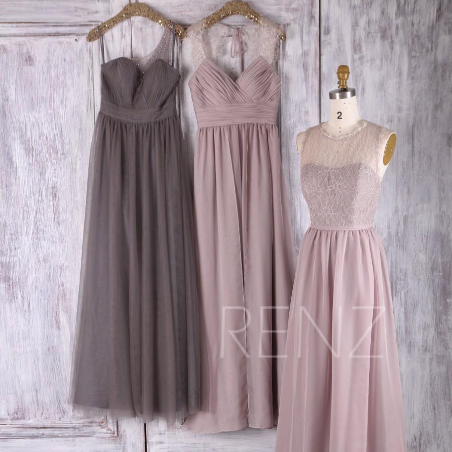 Wedding - 2017 Mix Match Bridesmaid Dress, Long Mismatch Wedding Dress with Beading, Ruched Evening Gown, A Line Prom Dress Full (FS352/L230/L229)