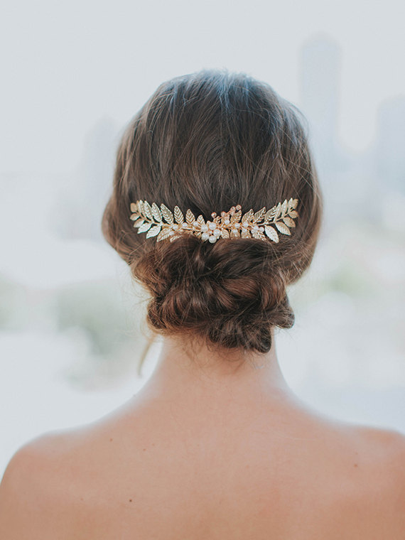Свадьба - Gold Leaf Hair Comb 