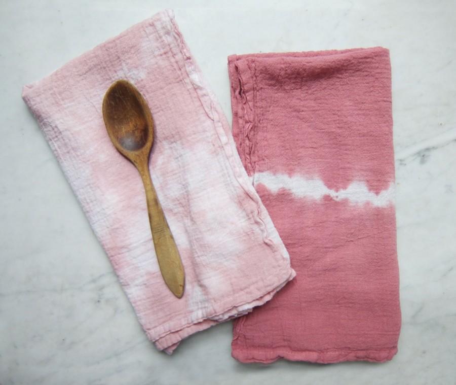 زفاف - Flour Sack Shibori Dish Towel, Tea Towel: Dusty Rose