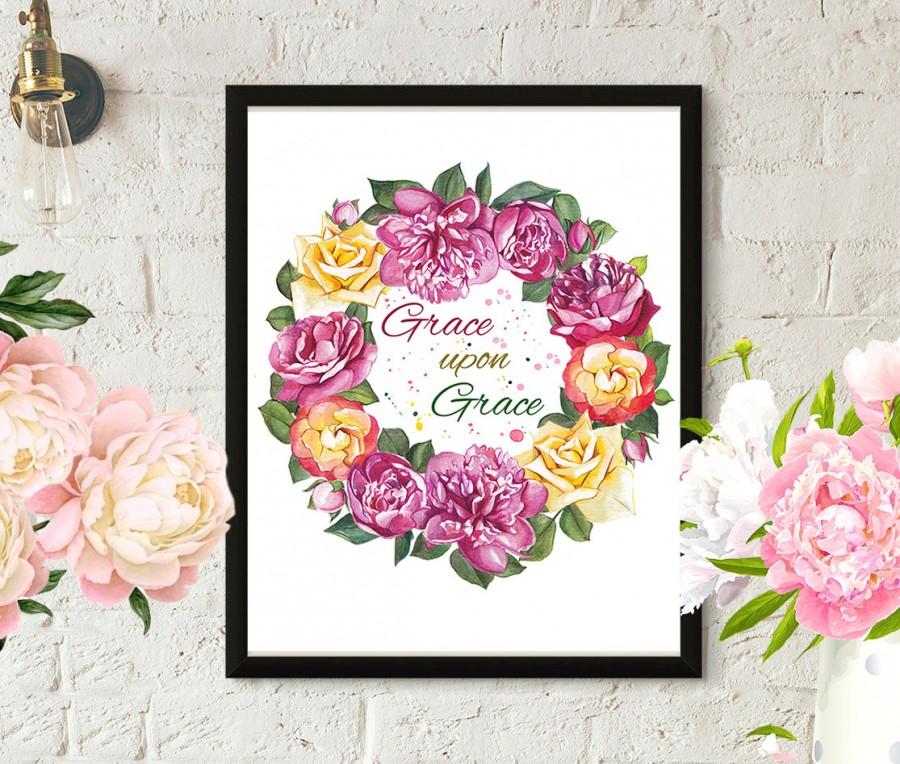 Mariage - Grace Bible illustration, Typography, Bible verses, flowers painting, calligraphy, watercolor painting,fashion illustration, floral painting