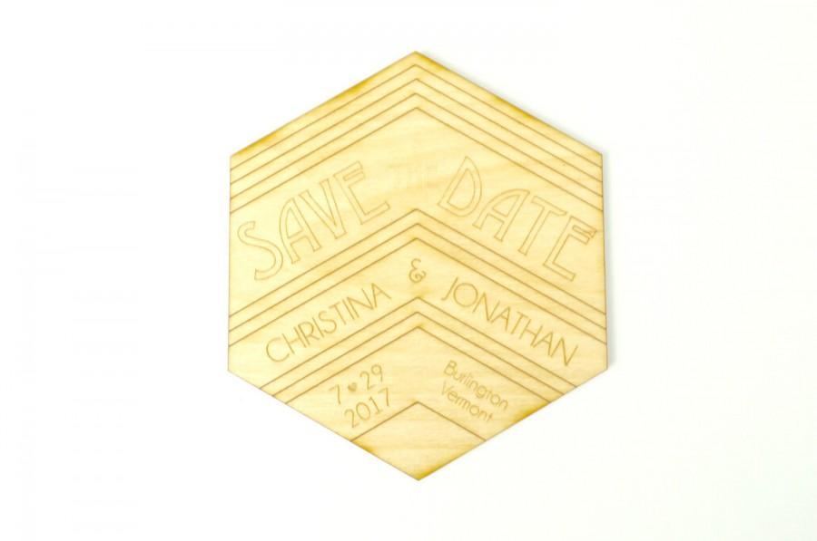 زفاف - Custom Wooden Hexagon Save the Dates, Wooden Laser Cut Honeycomb Save the Date Magnets amd Coasters