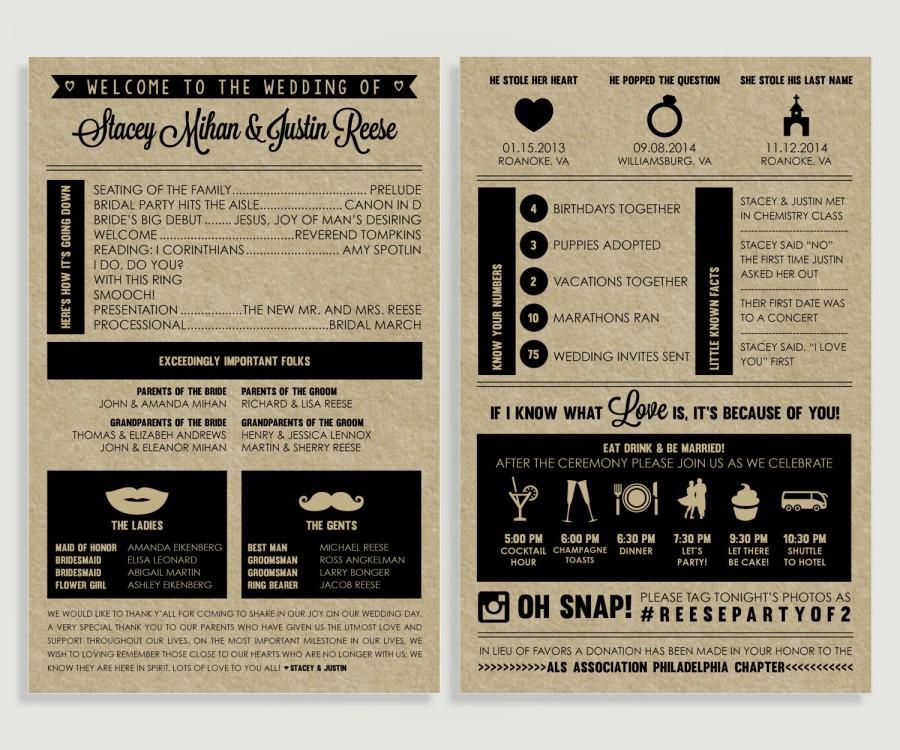 Hochzeit - Infographic Wedding Program - Panel Wedding Program #00001-PRGA9