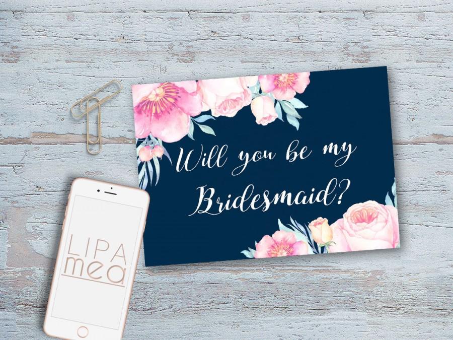 Modern Maid Of Honor Proposal Card Printable Will You Be My Bridesmaid Photo Card Bridesmaid Proposal Card Template with Photo