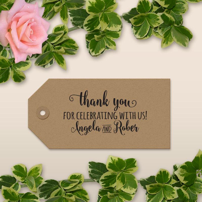 Свадьба - Thank You Stamp , Wedding Favor Stamp, Modern Pre-Inking Stamp ,Wedding Tags Packaging Stamp , Personalized Rubber Stamp Custom Name - 043