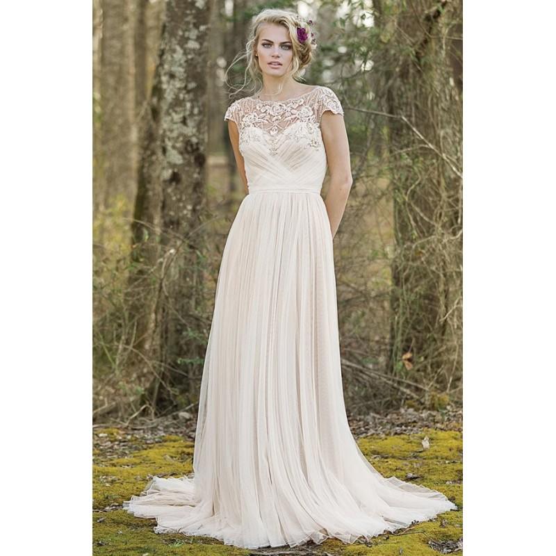 زفاف - Style 6470 by Lillian West - NetTulle Floor length Chapel Length A-line Cap sleeve Dress - 2017 Unique Wedding Shop