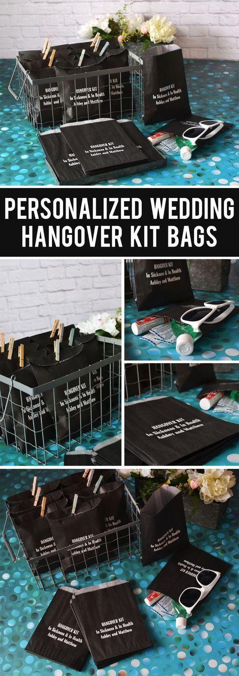 زفاف - 6 X 8 Custom Printed Wedding Hangover Survival Kit Favor Bags